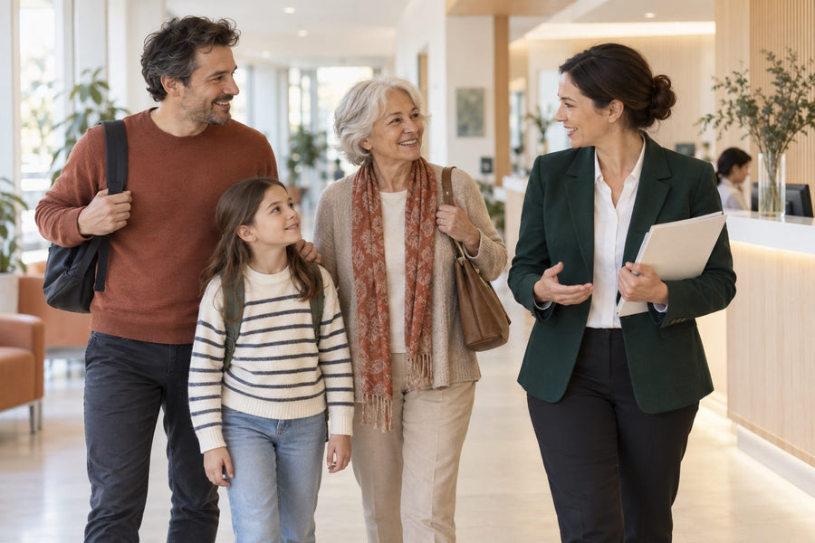 A coordinator walking an employee and her family through a hospital visit