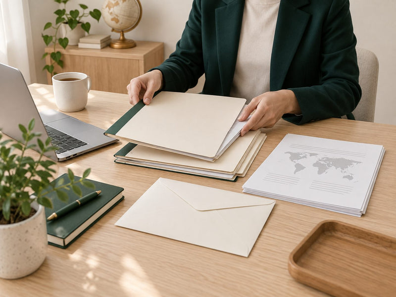 A coordinator sorting medical records into folders