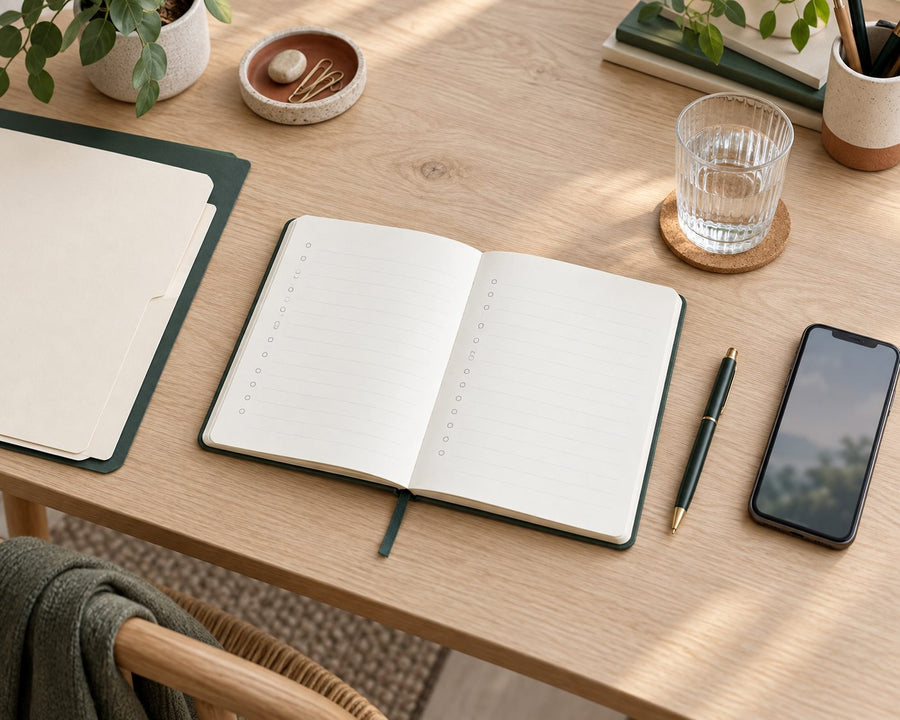 An open notebook with a checklist ready for the first conversation