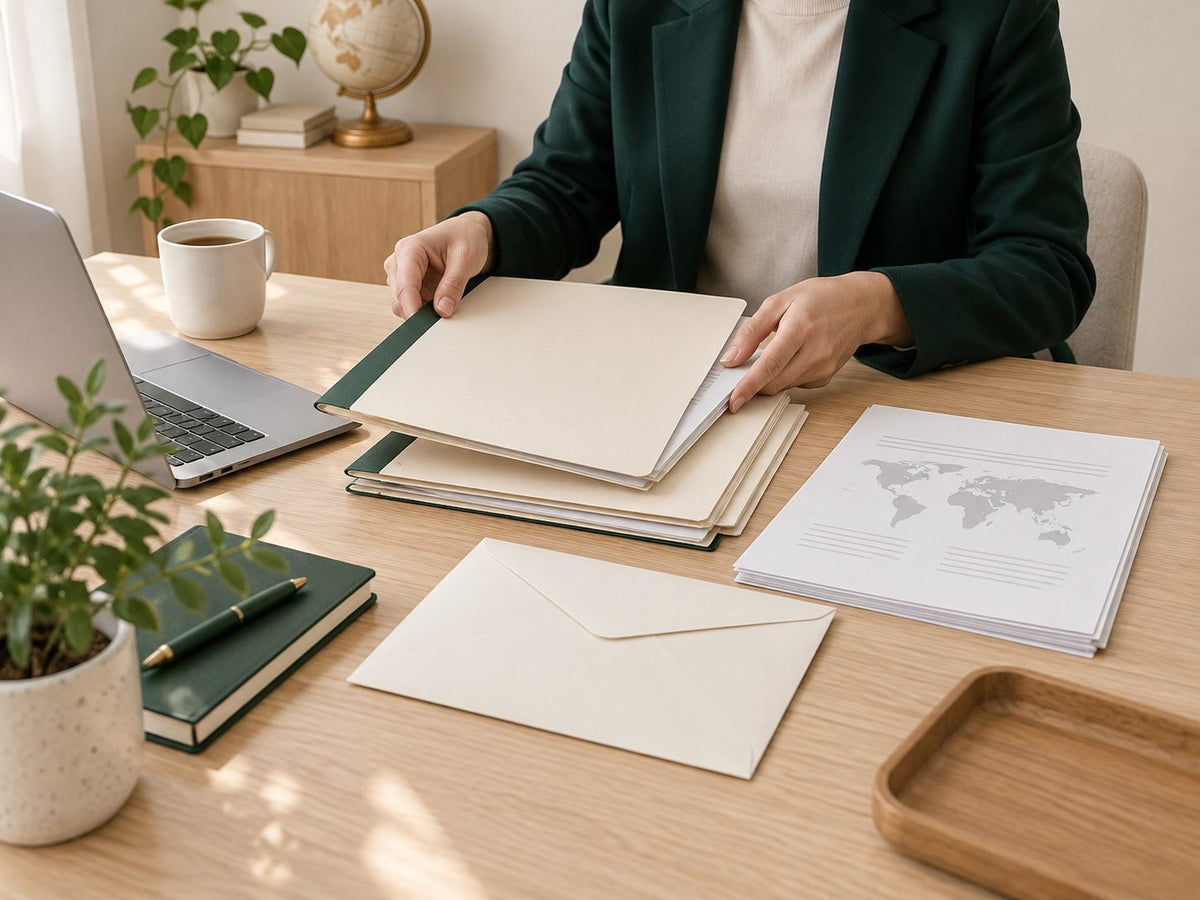 A coordinator sorting medical records into folders