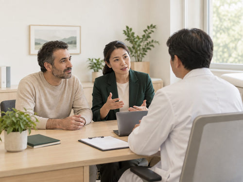An interpreter with a patient during a consultation